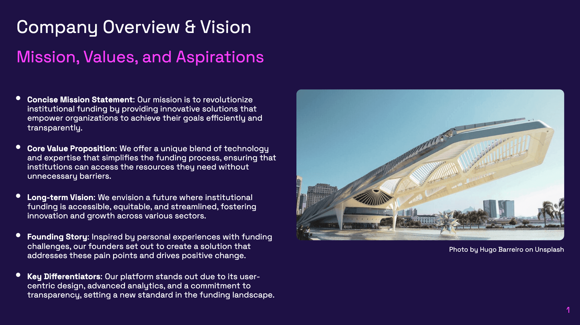 Company Overview & Vision - Mission and transformative vision