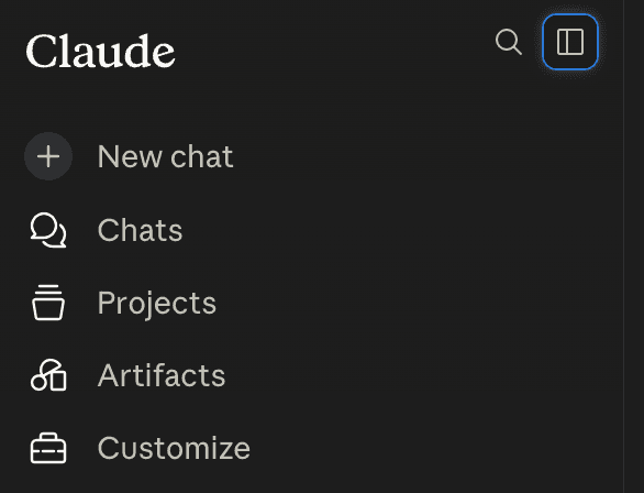 Open Customize from the Claude sidebar.